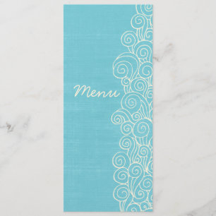 Menu bleu et crème de mer de mariage de dîner