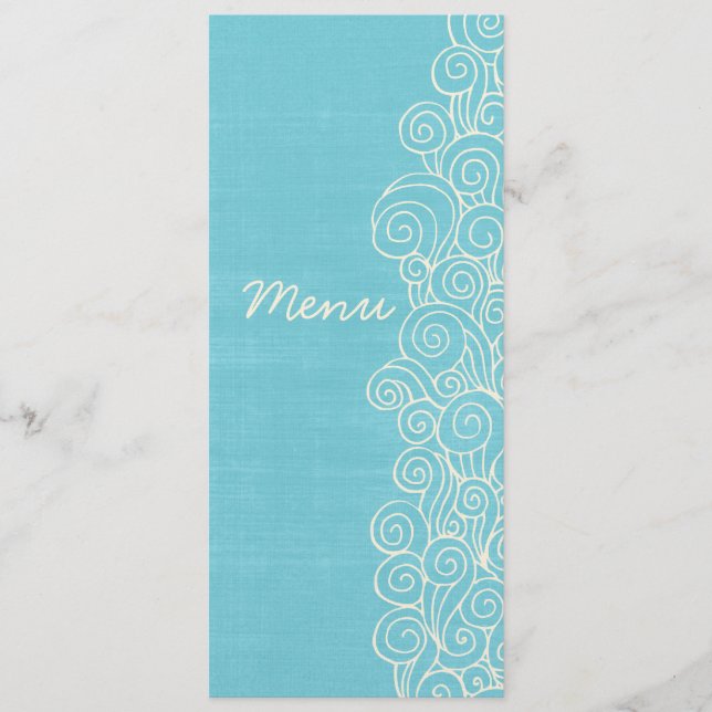 Menu bleu et crème de mer de mariage de dîner (Devant)