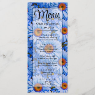 Menu Bleu floral bleu tournesol bleu marguerites motif