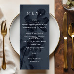 Menu Bleu foncé Moody Botanique Overlay Mariage<br><div class="desc">Menu Mariage Moody Blue foncé Botanical Overlay Menu</div>