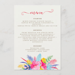 Menu Bleu Nuit Rose Forêt Tropicale Émeraude Mariage