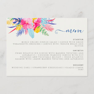 Menu Bleu Nuit Rose Forêt Tropicale Émeraude Mariage