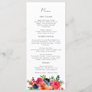 Menu Bleu orange vibre Botanique rouge