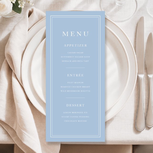 Menu Bleu Poudre Minimaliste Élégant (Elegant Minimal Powder Blue Menu)