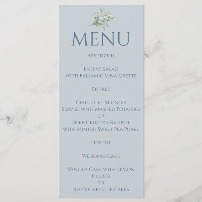 Menu Bleu Poussiéreux (Devant)