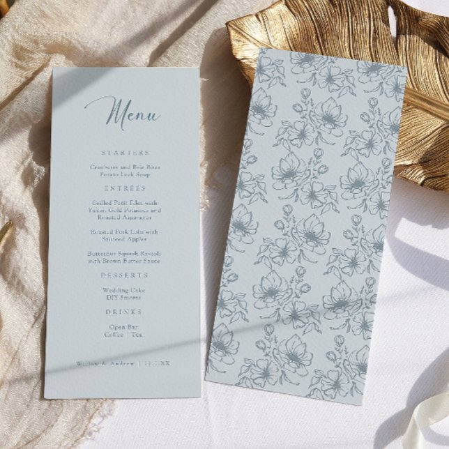 Menu Bleu Poussiéreux Vintage (Vintage Dusty Blue Menu
)