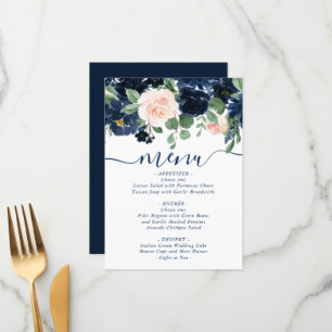 Menu Blooms Chics Floral bleu marine et rose pâle
