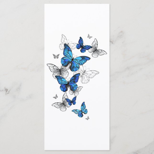 Menu Blue Flying Butterflies Morpho (Devant)