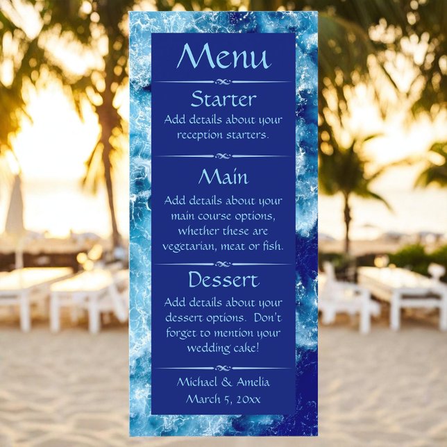 Menu Blue Ocean Water Mariage (Créateur téléchargé)