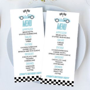 Menu Blue Race Car Anniversaire Fête Nourriture