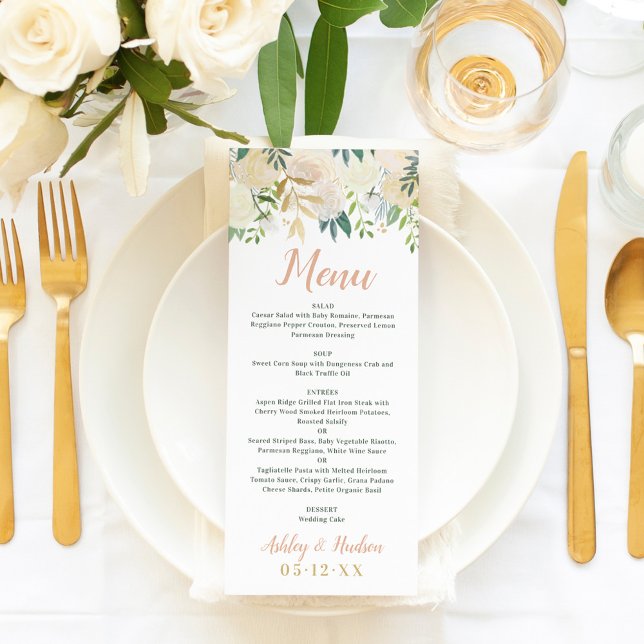Menu Blush Gold et Green Floral Mariage (Créateur téléchargé)