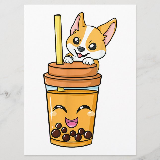 Menu Boba Tapioca Perles Bubble Lait Thé Boire Corgi Do (Devant)
