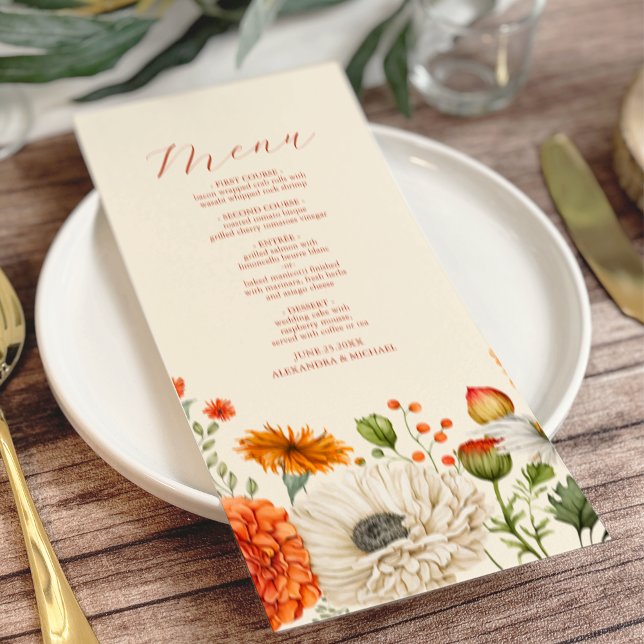 Menu Bohème Chic Floral Terracotta Mariage (Créateur téléchargé)