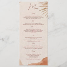 Menu bohème terracotta mariage