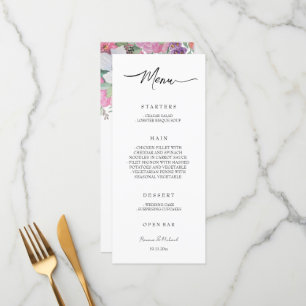 Menu Boho Artistic Fairy Jardin Floral Aquarelle