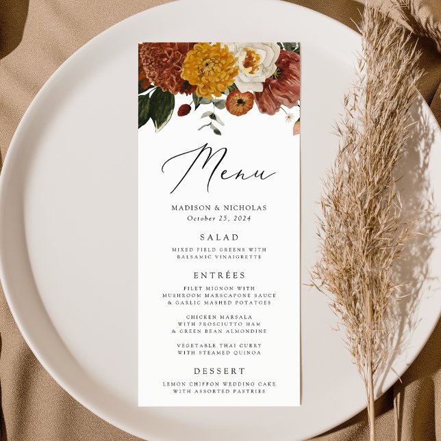Menu Boho Automne Mariage Floral (Créateur téléchargé)