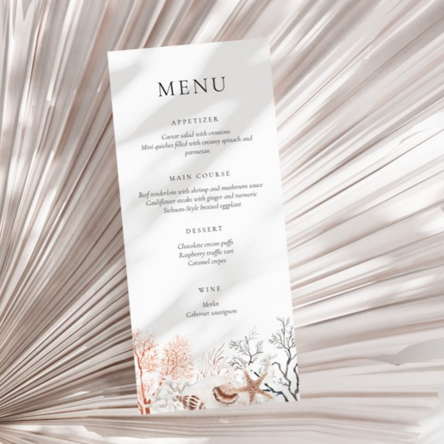 Menu Boho Beach Coral Reef neutre (Créateur téléchargé)