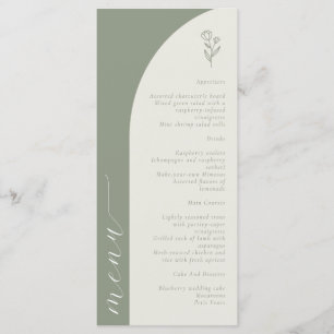 Menu Boho Botanogramme Sage Mariage vert