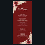 Menu Boho Burgundy Roses et Pampas Grass<br><div class="desc">Nous sommes ravis de vous présenter notre nouvelle collection de mariages à Zazzle, qui présente un superbe design de rose bordeaux et rose avec une touche rustique de pampas herbe et fleurs séchées. La carte de menu complète parfaitement ce thème bohème mais élégant, avec une combinaison de scripts et de...</div>