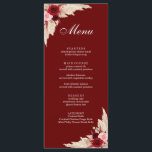 Menu Boho Burgundy Roses et Pampas Grass<br><div class="desc">Nous sommes ravis de vous présenter notre nouvelle collection de mariages à Zazzle, qui présente un superbe design de rose bordeaux et rose avec une touche rustique de pampas herbe et fleurs séchées. La carte de menu complète parfaitement ce thème bohème mais élégant, avec une combinaison de scripts et de...</div>