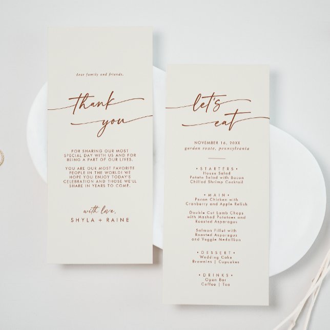 Menu Boho Chic Bohemian Cream Merci et Mariage (Créateur téléchargé)