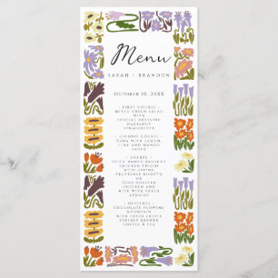 Menu Boho Chic Mariage coloré moderne