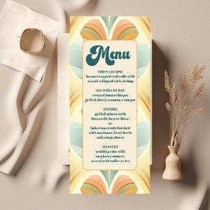 Menu Boho Chic Rétro Mariage Floral Coloré