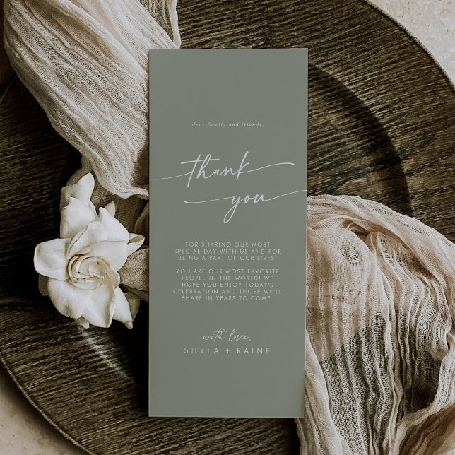 Menu Boho Chic Sage Green Merci Place Card (Créateur téléchargé)