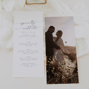 Menu Boho Chic Slate Blue Photo Spécialité Cocktails