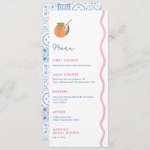 Menu Boho Citrus Wedding shower Noms des lieux individu