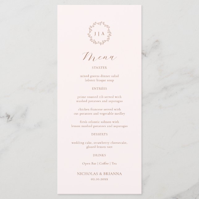 Menu Boho Cream et Mariage de automne en terre cuite (Devant)