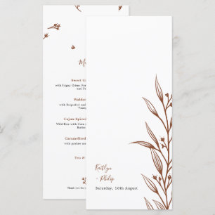 Menu Boho Earthy Botanical Elégant Mariage ivoire