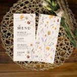 Menu Boho fleur sauvage<br><div class="desc">Les cartes de menu mariages se caractérisent par leur style boho,  leurs oeuvres florales et leurs couleurs beiges,  avec un mélange de différents styles de police,  souvent de tailles différentes,  pour créer un look unique et éclectique qui rend l'esthétique naturelle de ce menu.</div>