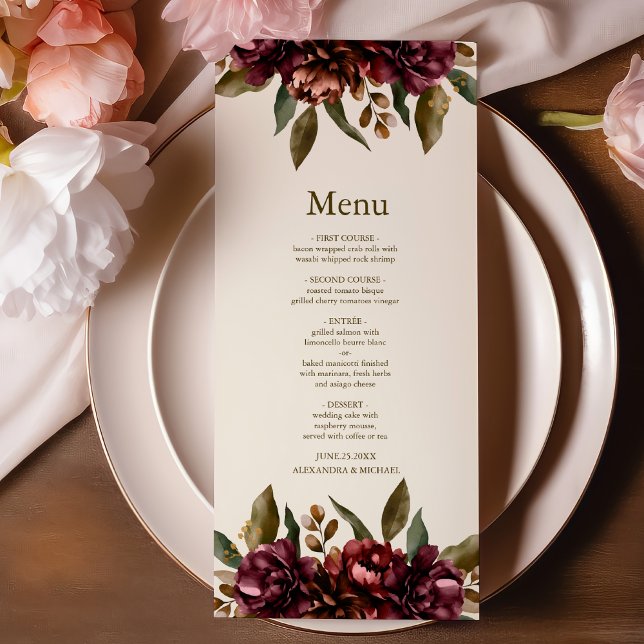 Menu Boho Fleur sauvage d'automne Mariage botanique (Créateur téléchargé)