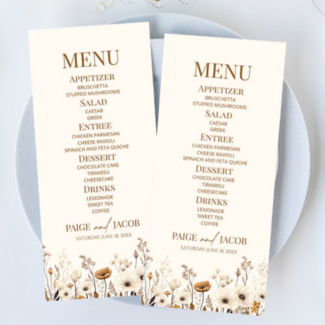 Menu Boho Fleur sauvage Fleur sauvage Floral Jardin Mar (Créateur téléchargé)