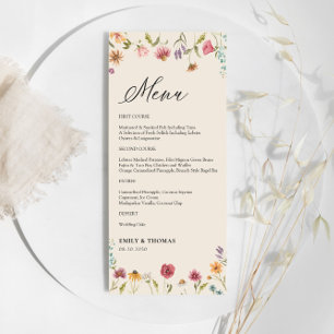 Menu Boho Fleur sauvage Mariage