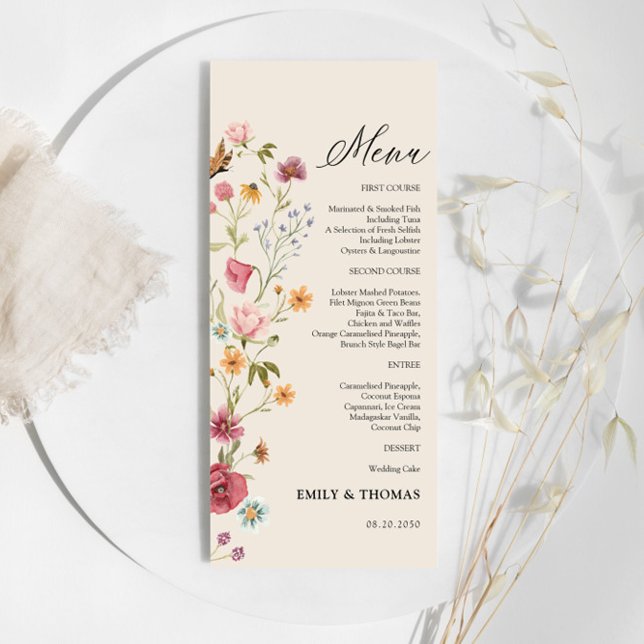 Menu Boho Fleur sauvage Mariage (Créateur téléchargé)