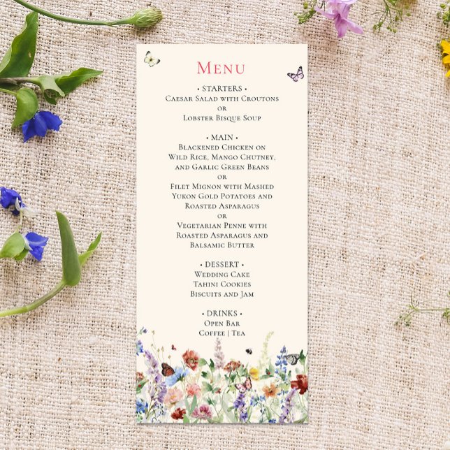 Menu Boho Fleurs sauvages & Butterflies (Créateur téléchargé)