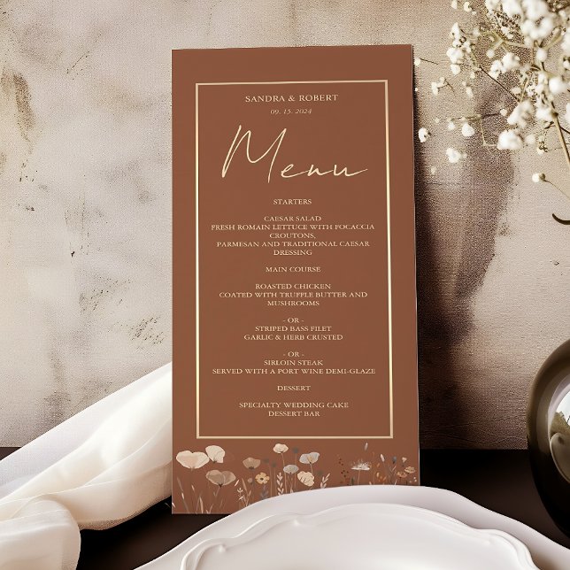 Menu Boho Floral Mariage en Terre Cuite (Créateur téléchargé)