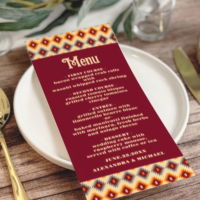 Menu Boho Floral Mariage occidental (Créateur téléchargé)