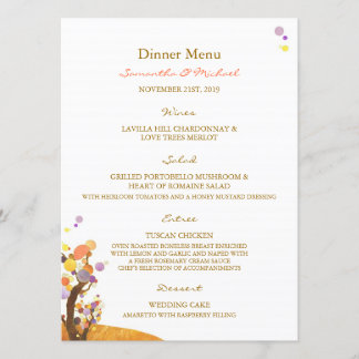 Menu Boho Love Trees do-it-yourself Mariage Réception D