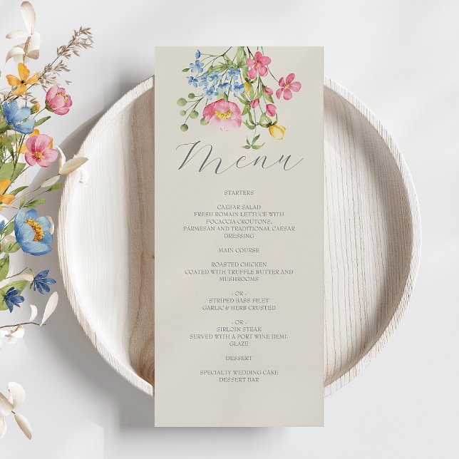 Menu Boho Mariage Fleur de Cerisier Fleurs Sauvages Ivo (Créateur téléchargé)