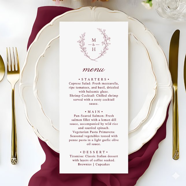 Menu Boho Modern Monogram Wreath Wedding Dinner (Créateur téléchargé)