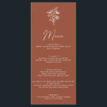 Menu Boho Moderne Floral Terracotta Brûlé Orange Mariag<br><div class="desc">Boho Floral Terracotta Burnt Orange Menu Mariage moderne. Monogramme au fond.</div>