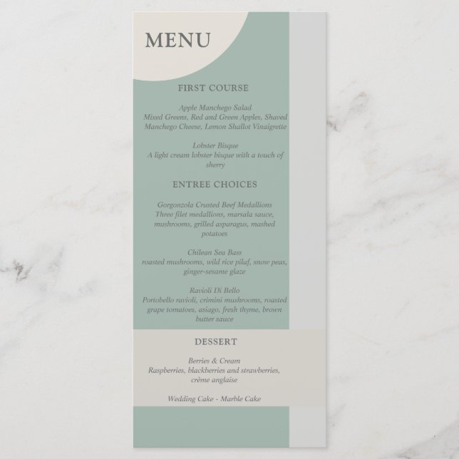 Menu Boho moderne géométrique Abstrait gris vert Taupe (Devant)