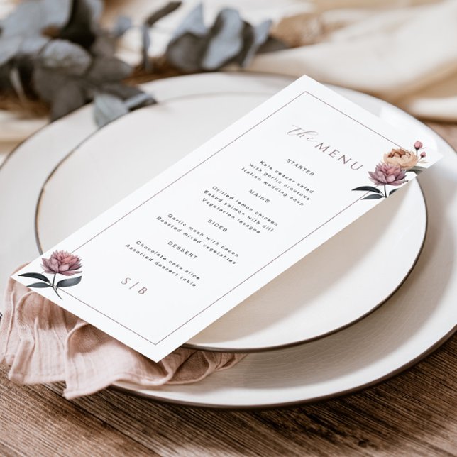 Menu Boho Neutre Violet Floral Mariage (Créateur téléchargé)