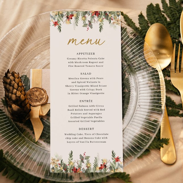 Menu Boho Noël Pine Tree éclaire un mariage élégant (Créateur téléchargé)