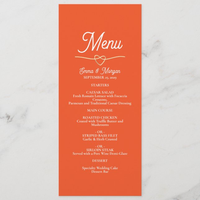Menu Boho Orange Mariage (Devant)