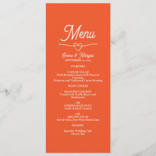 Menu Boho Orange Mariage
