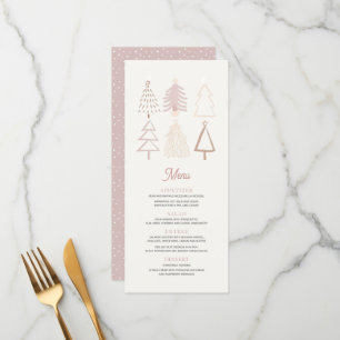 Menu Boho Pink Christmas Trees Fête de Noël